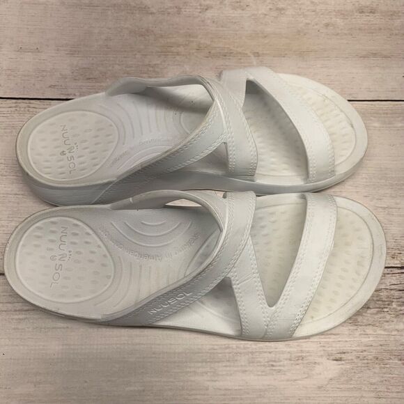 TELIC Women's US 8 White Strappy Lightweight Recovery Slip On Slide Sandals - Picture 10 of 11